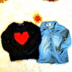 💕Lot of 2 Fall Girls Long Sleeve Shirt 3T